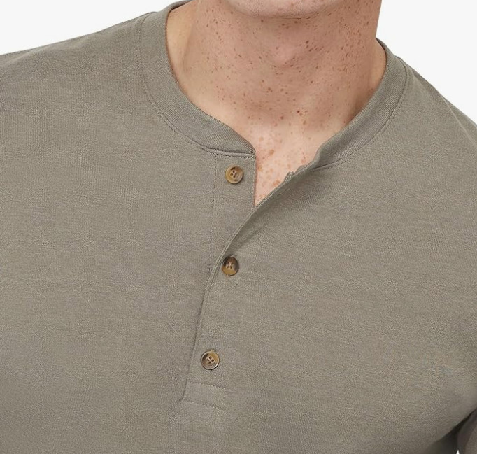 Hanes Comfortblend Originals T-Shirt, Long Sleeve Cotton Henley for Men-SMALL gallery