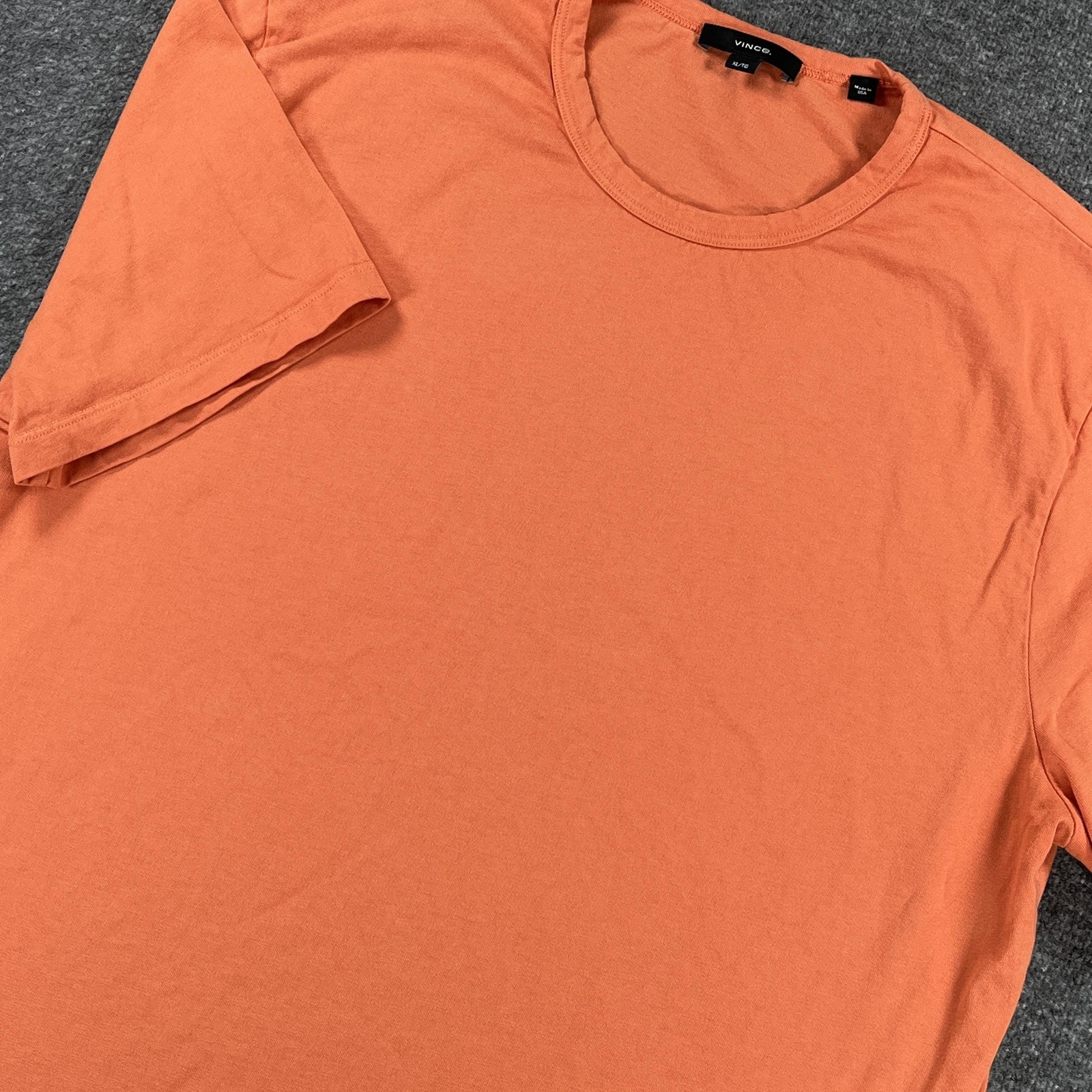 Vince Shirt Mens XL Orange Cotton Crewneck Basic Tee Made In USA Soft Jersey