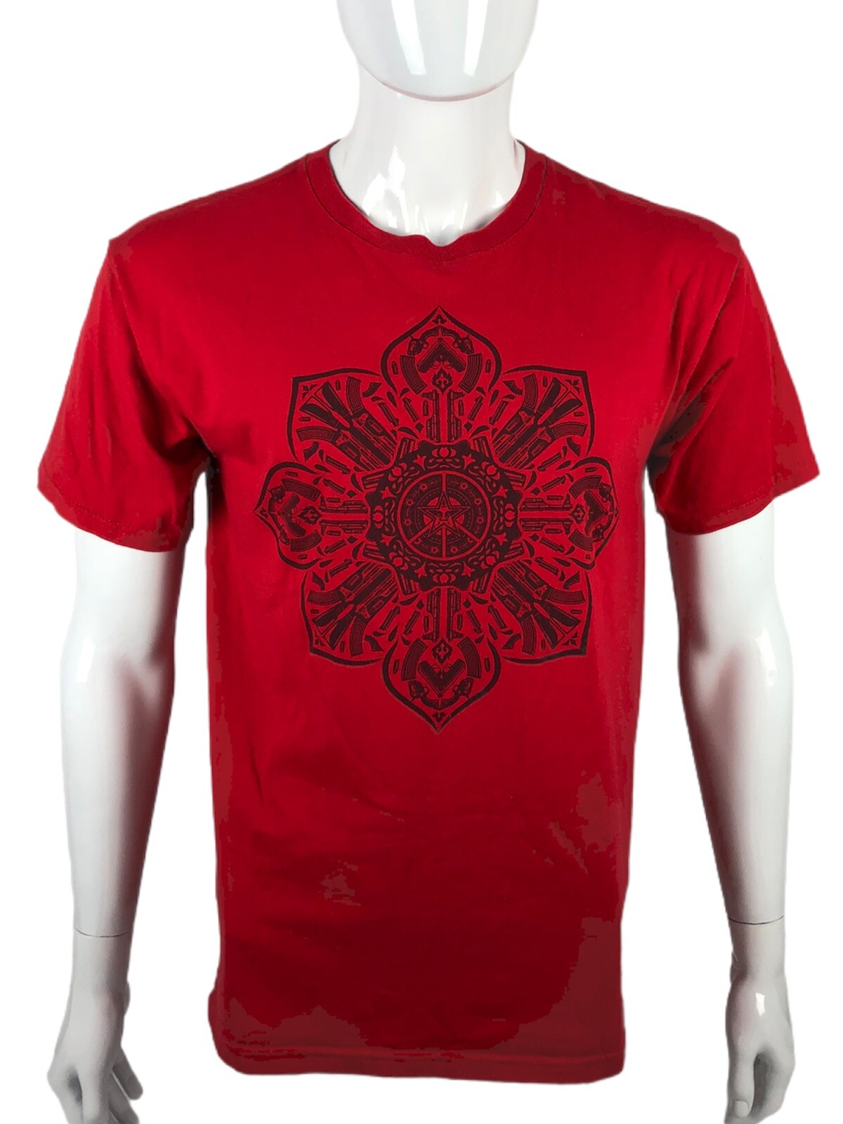 OBEY Mens Medium Shirt Red Crew Neck Stop The Violence Made In Mexico Cotton gallery