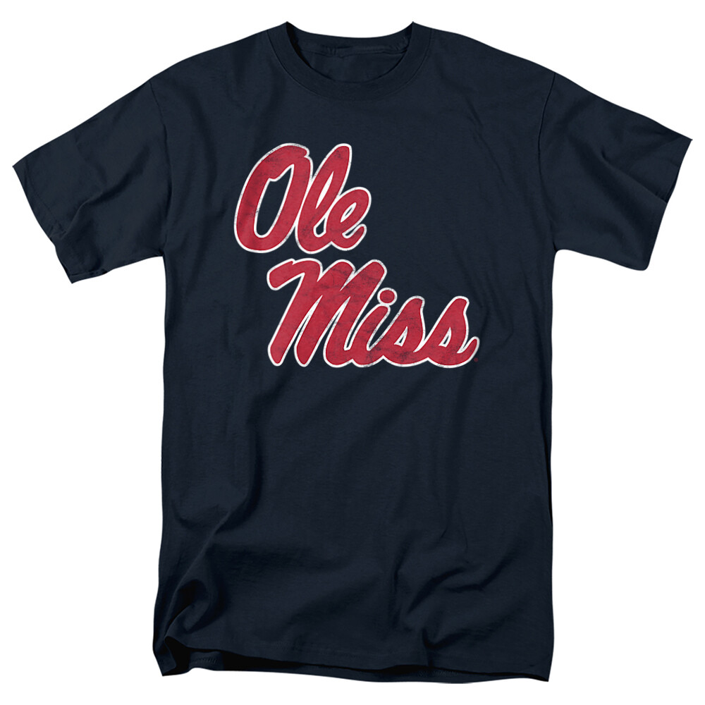 Ole Miss Rebels Adult T-Shirt Official Distressed , Navy S-5XL gallery