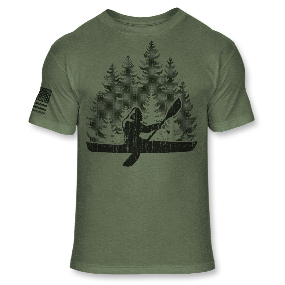 Bigfoot Kayak T-Shirt – Funny Sasquatch Kayaking Athletic Blend Tee Shirt – A190