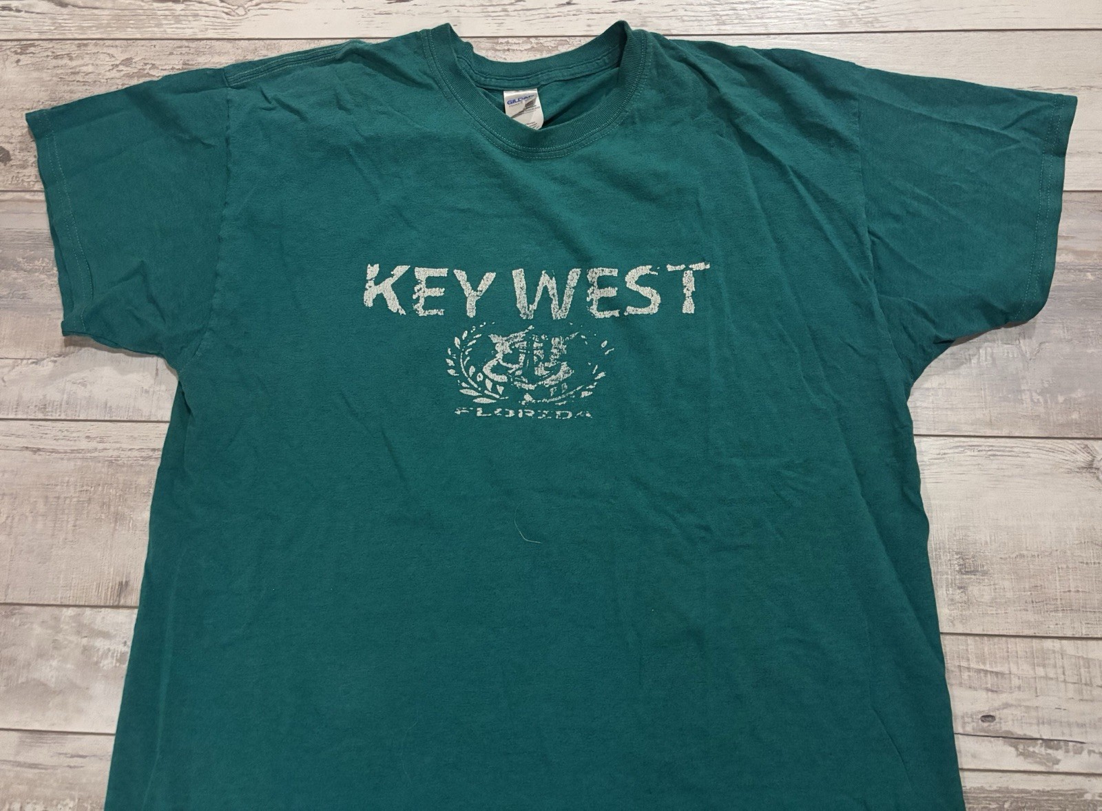 Gildan Short Sleeve Vintage-Wash T-shirt size XL - Teal Green/Key West B gallery