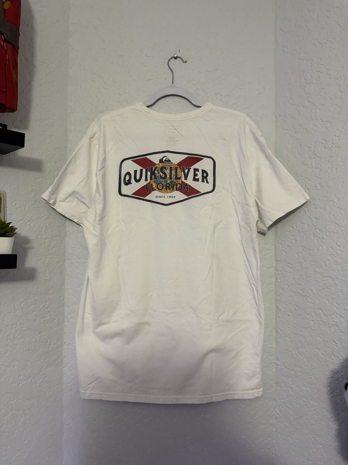 Vintage Y2K Quiksilver Florida Surf Men’s graphic T-Shirt White Size XL