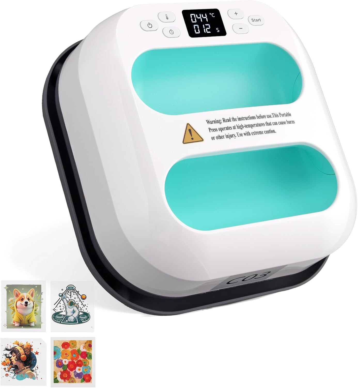 Hand Held Heat Press Machine 9X9 Inch-Digital T-Shirt Press with Ceramic Heating