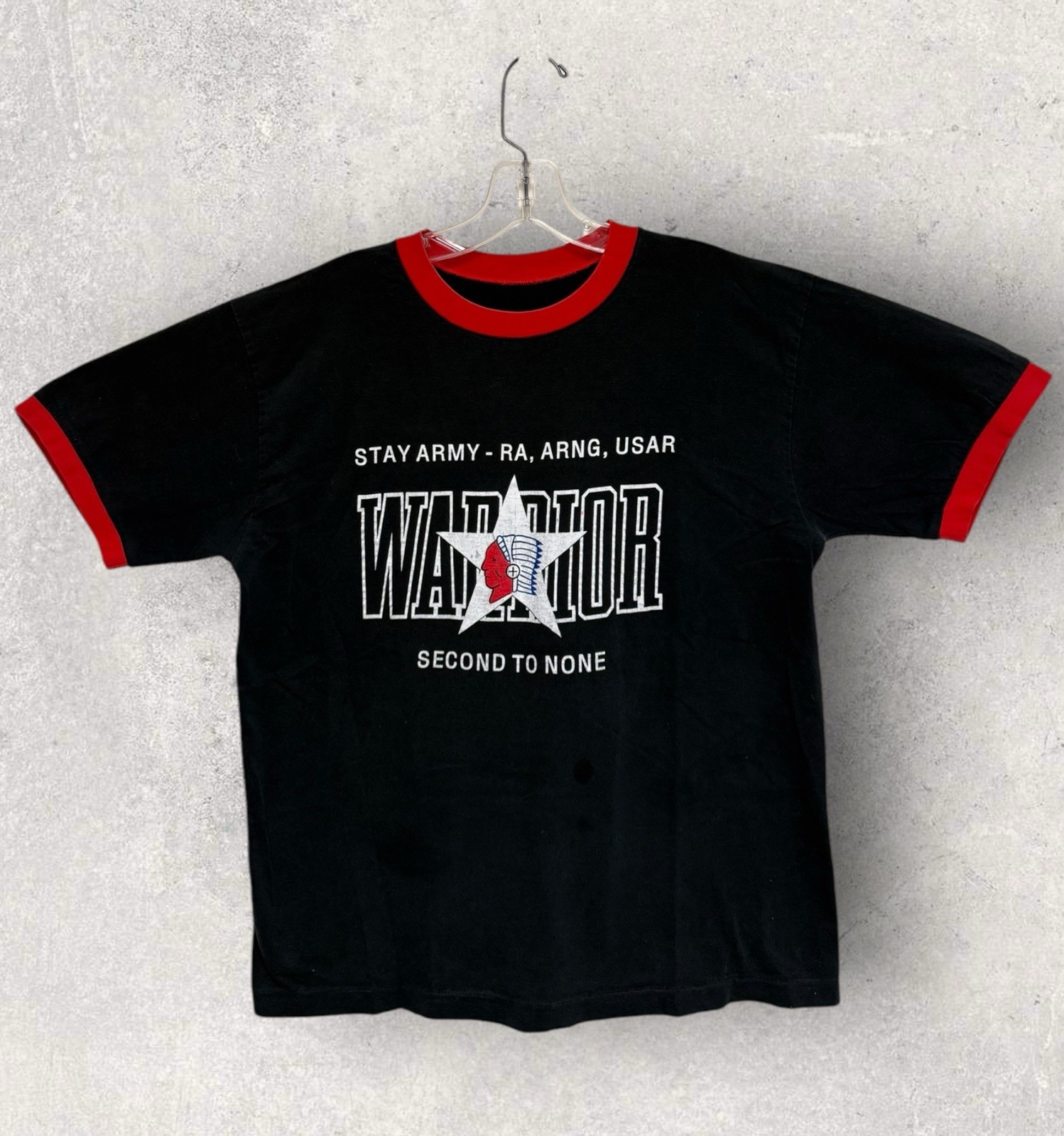 Vintage 2nd Infantry – Second To None Single Stitch T Shirt / Ringer Large 21×26