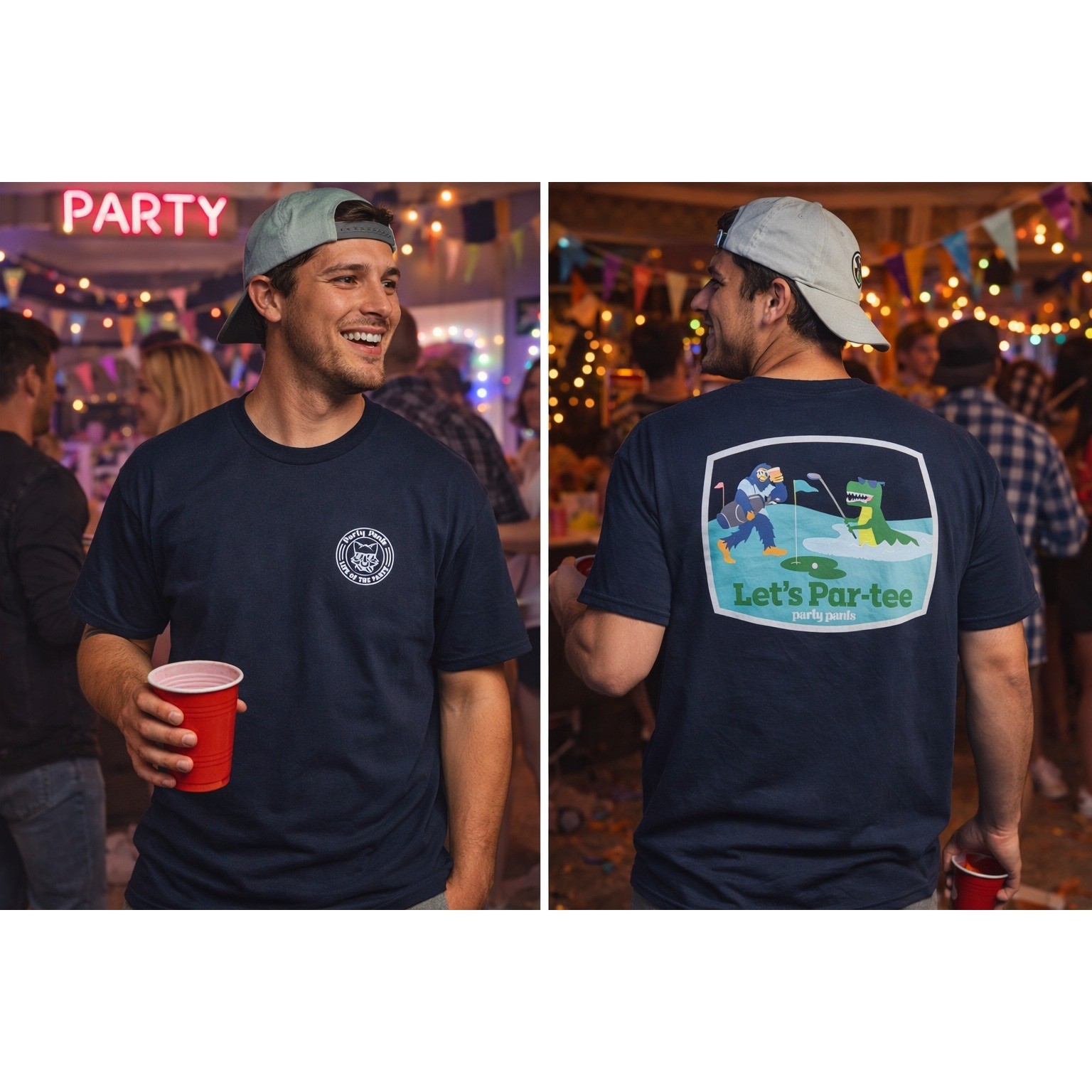 Party Pants Golf T Shirt Medium Black Short Sleeve Let’s Par-Tee Graphic Tee