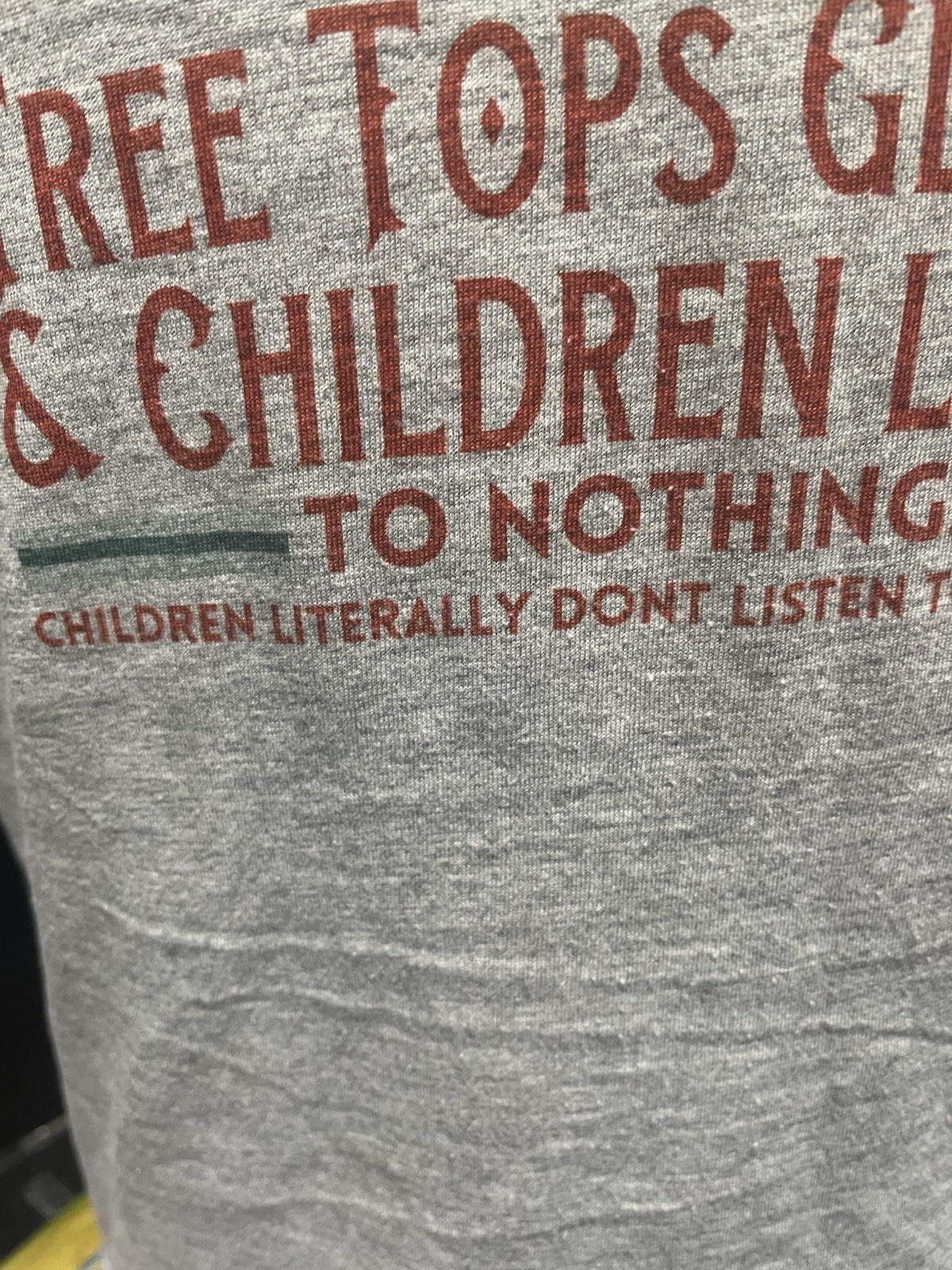 TREE TOPS GLISTEN & CHILDREN LISTEN TO NOTHING Gray Medium CHRISTMAS T-SHIRT gallery