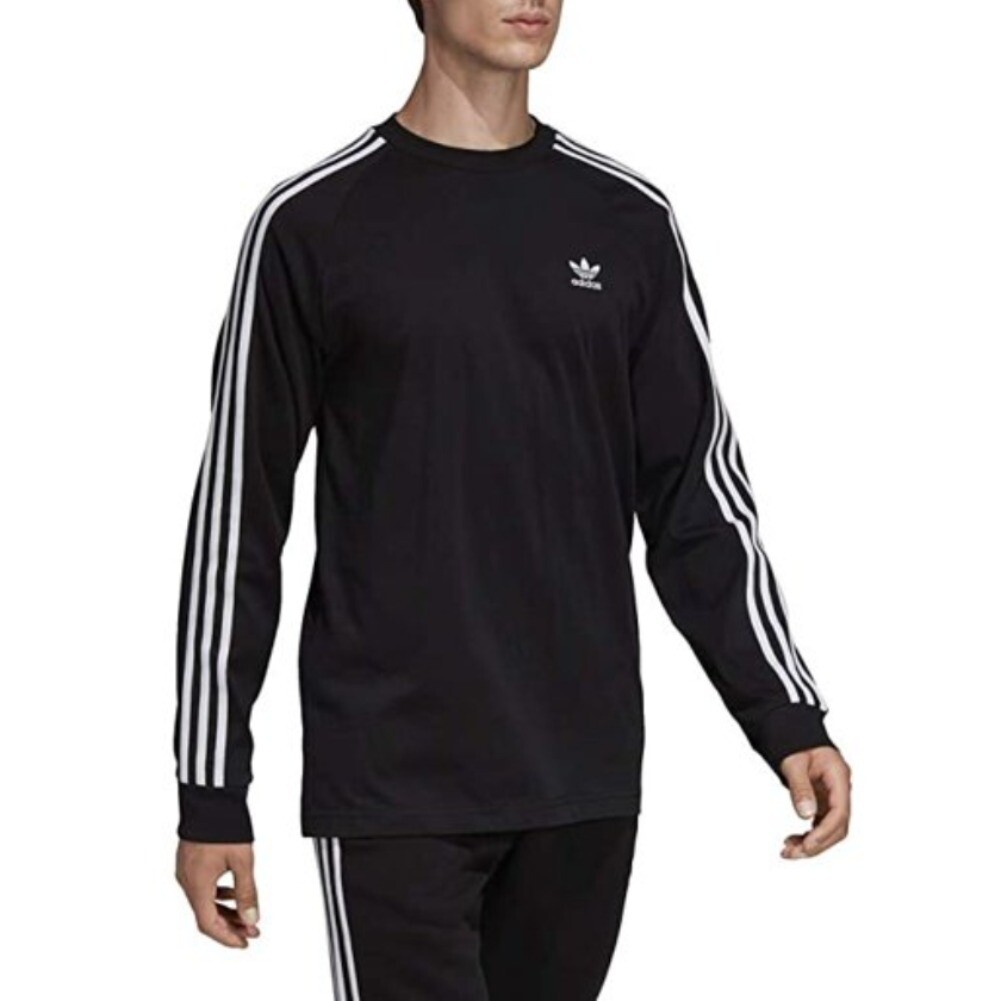 Adidas Men's Long Sleeve Shirt 3-Stripe Adicolor Classics Ribbed Crewneck Tee gallery