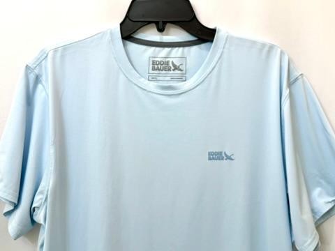 Eddie Bauer Mens Large Light Blue Short Sleeve Performance Graphic T-Shirt gallery