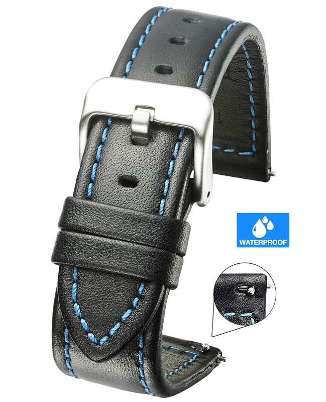 ALPINE Genuine waterproof leather watch band with quick release spring bars -... gallery