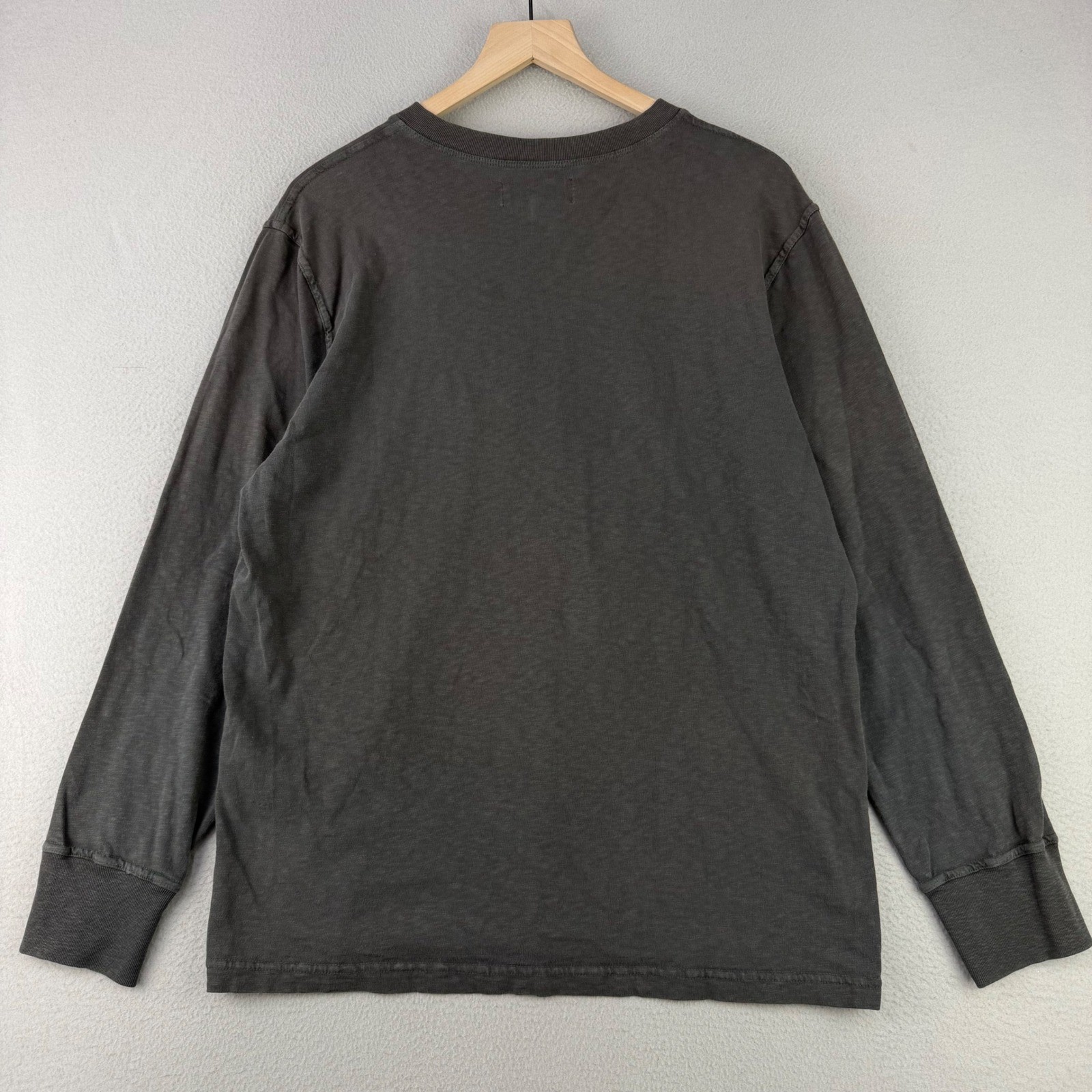American Giant Henley Shirt Mens Large Washed Charcoal Long Sleeve Made in USA gallery