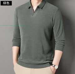 New Basic Turn-Down Collar T-Shirts Men’s Casual Long Sleeve Vintage Buttom Tops