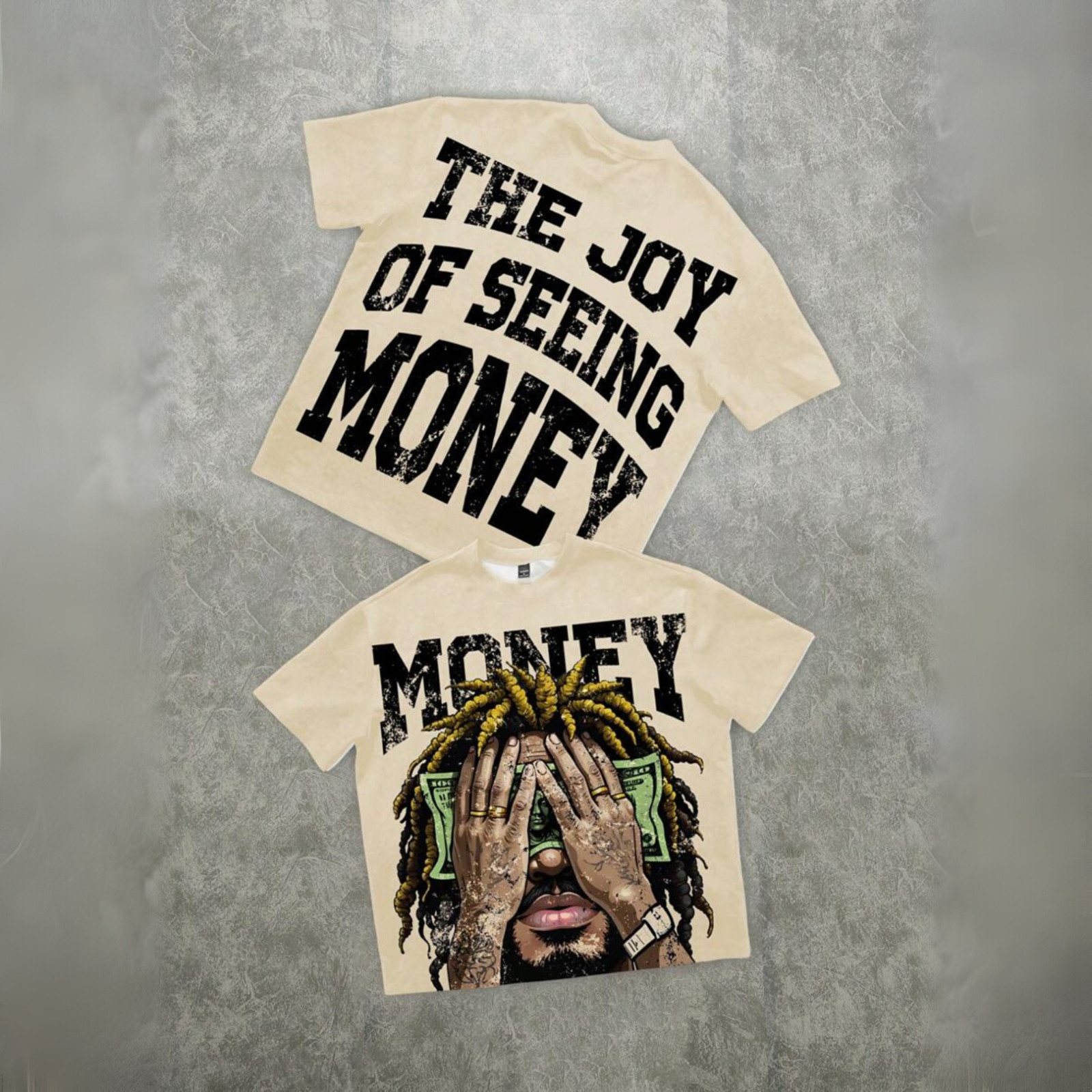 Oversized Hip Hop Graphic T Shirt Dollar Money Print Streetwear Tee Top for Men gallery