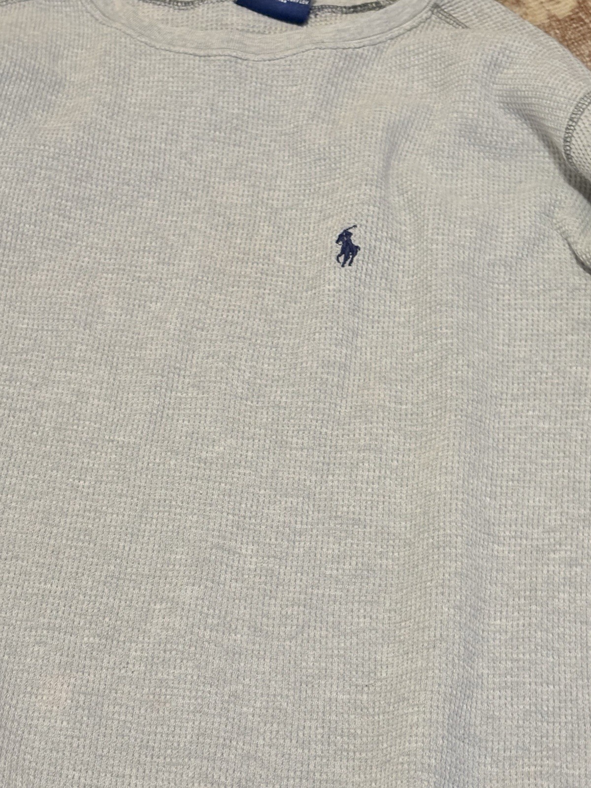 Polo Ralph Lauren Thermal Shirt Men’s L Gray Waffle Knit Long Sleeve Crew neck gallery