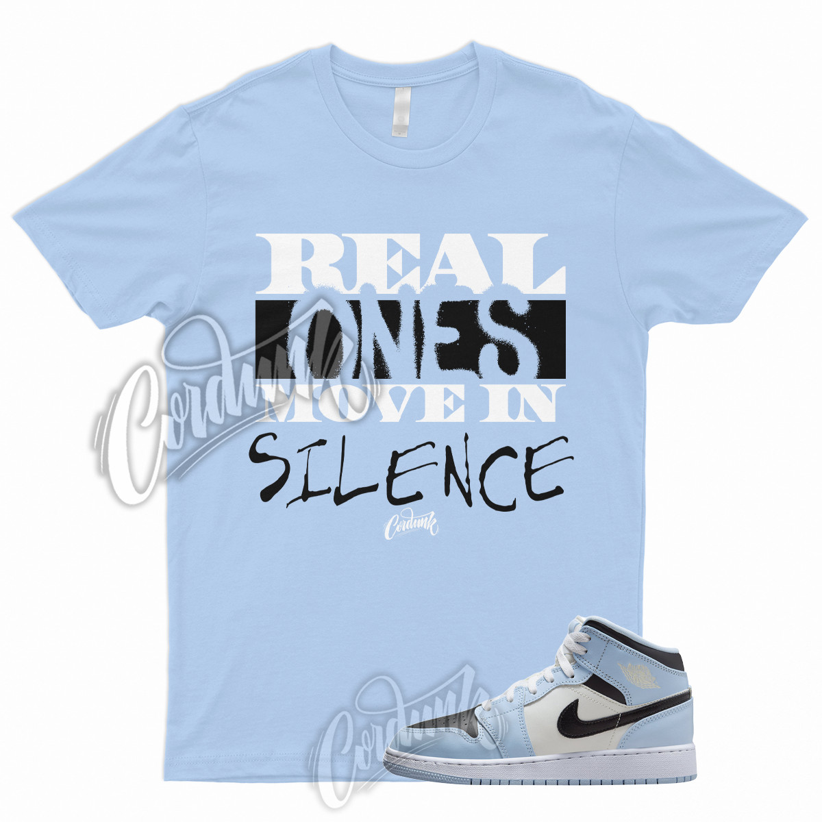 R1 T Shirt for 1 Mid GS Ice Blue UNC Powder Light Black Sail White University