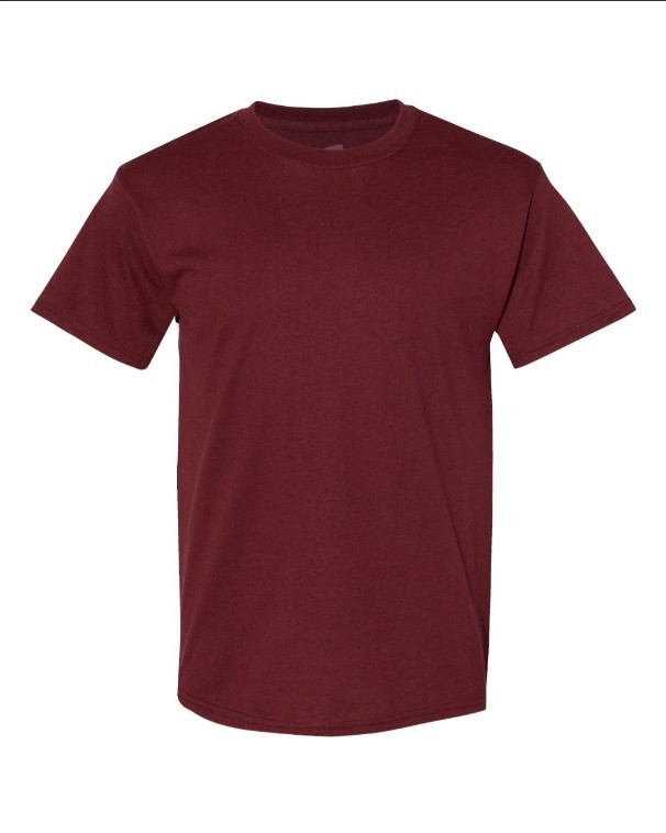 Hanes 5170 5XL EcoSmart Crewneck Short Sleeve Tee Pit to Pit 31" Unisex Maroon gallery
