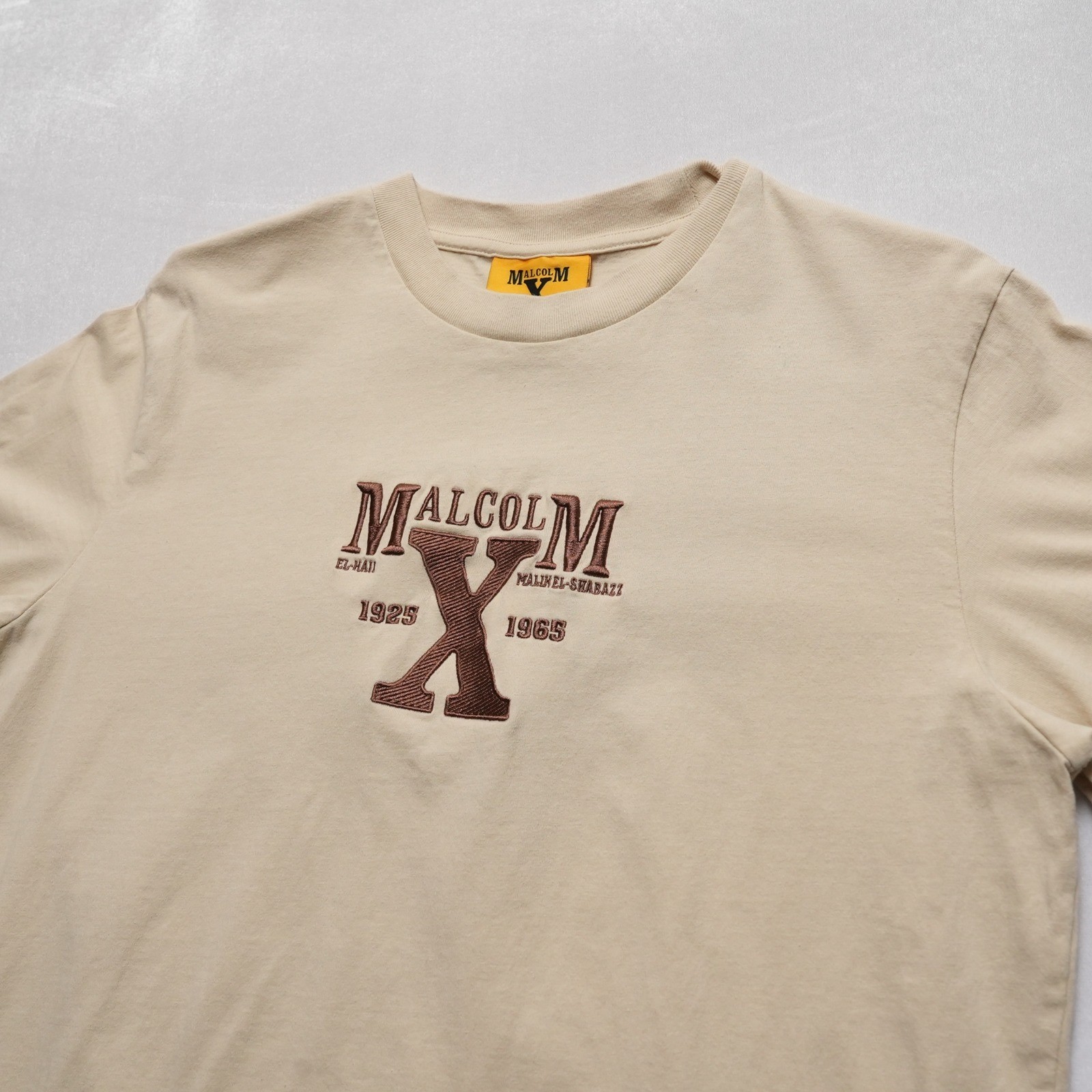 Shoe Palace Malcolm X Graphic Tee Mens S Tan Embroidered Streetwear Shirt gallery