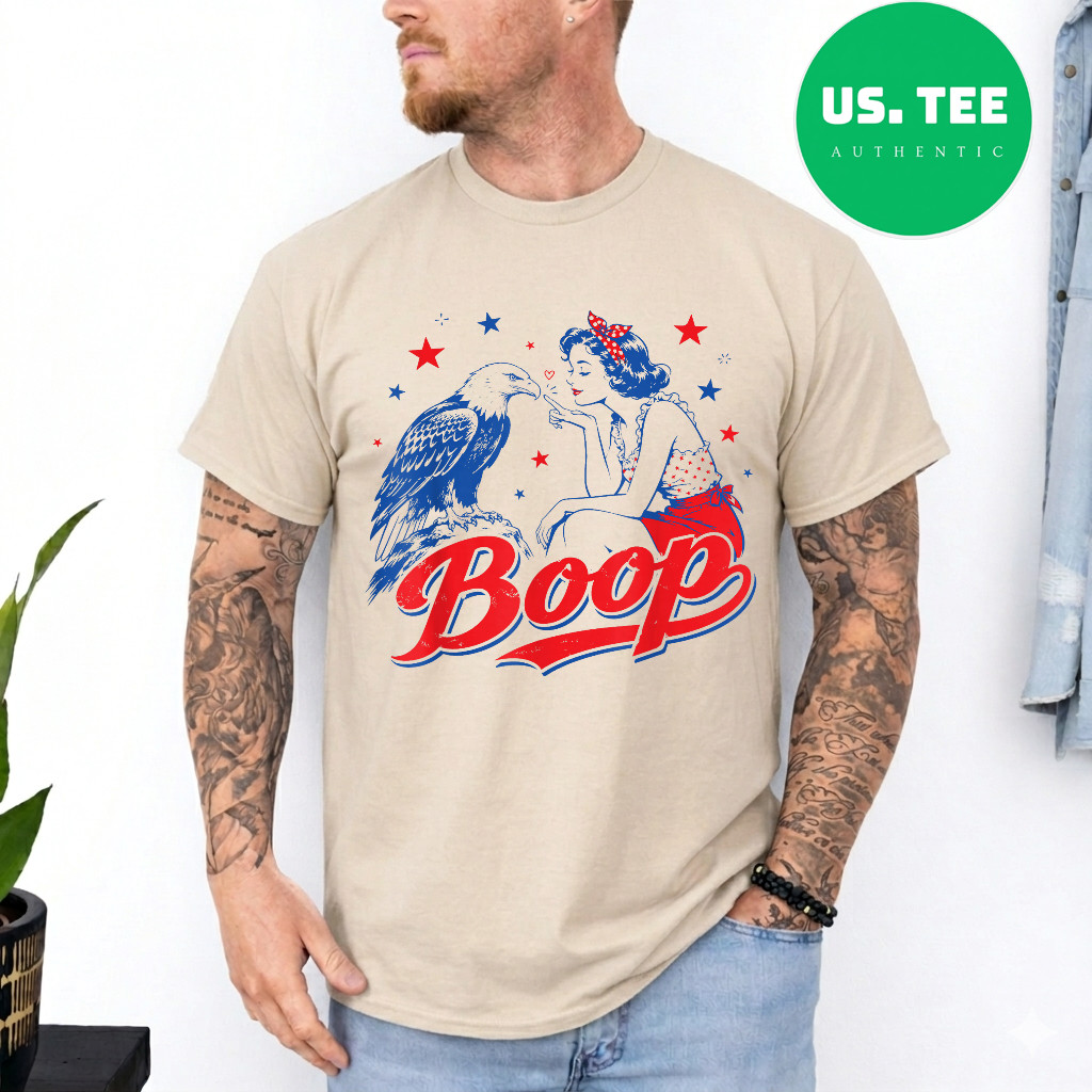 Funny Hand Boop Nose Girl Eagle Funny Patriotic 4th of July T-Shirt gallery