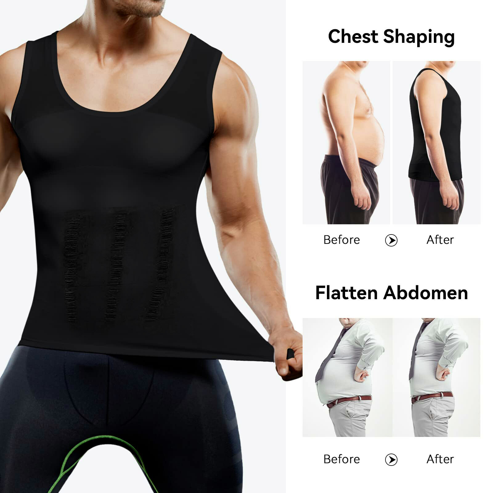 Men's Fashion Compression T-Shirt Body Shaper Crew Neck Muscle Workout Tank Top gallery