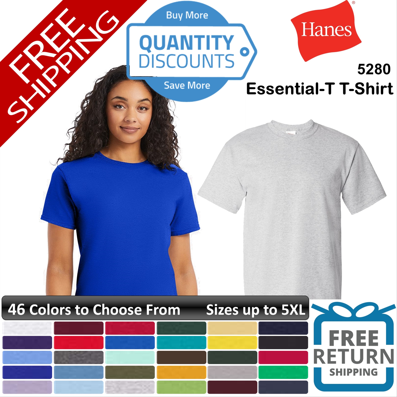Hanes Men Essential-T cotton & blends short sleeve T-Shirt Up To 5XL 5280a gallery