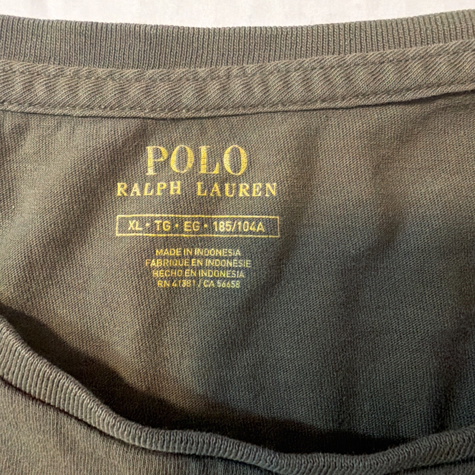Polo Ralph Lauren Shirt Men XL Olive Green Orange Pony Crew Neck Short Sleeve gallery