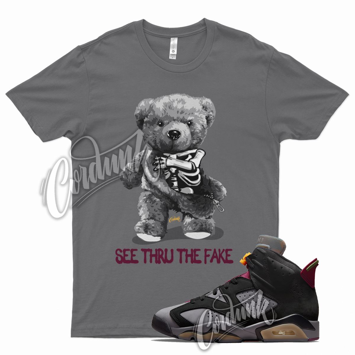 Grey THRU T Shirt for Air J1 6 Bordeaux Light Graphite Dark Maroon Charcoal