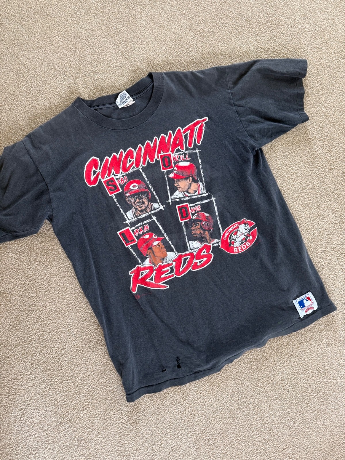 Vintage Cincinnati Reds Nutmeg shirt XL Eric Davis Barry Larkin chris Sabo Oneil gallery