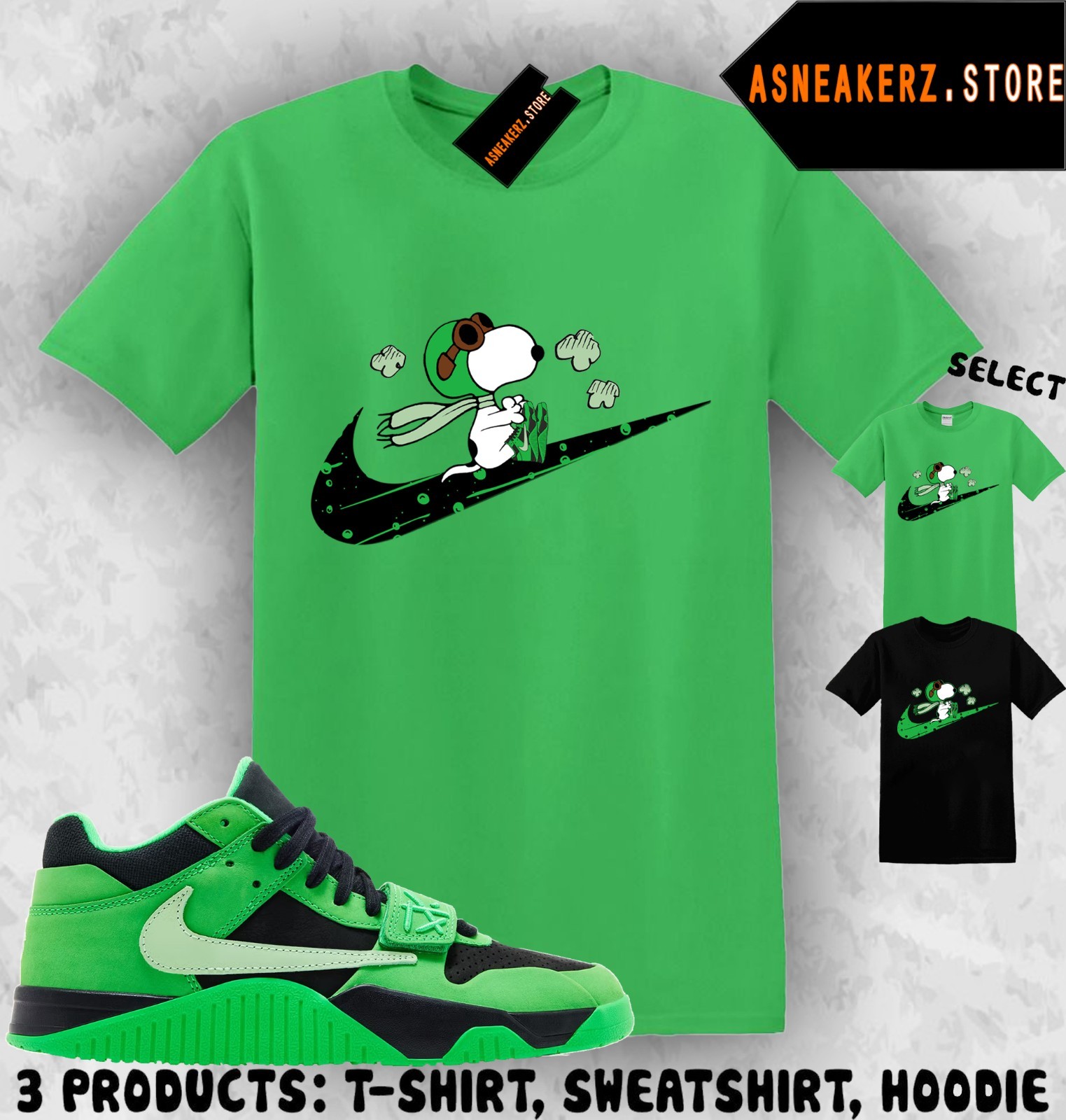 Shirt Match CJ1 Travis Scott Green Spark Sneaker Matching Tee Fly S Dog T-Shirt gallery