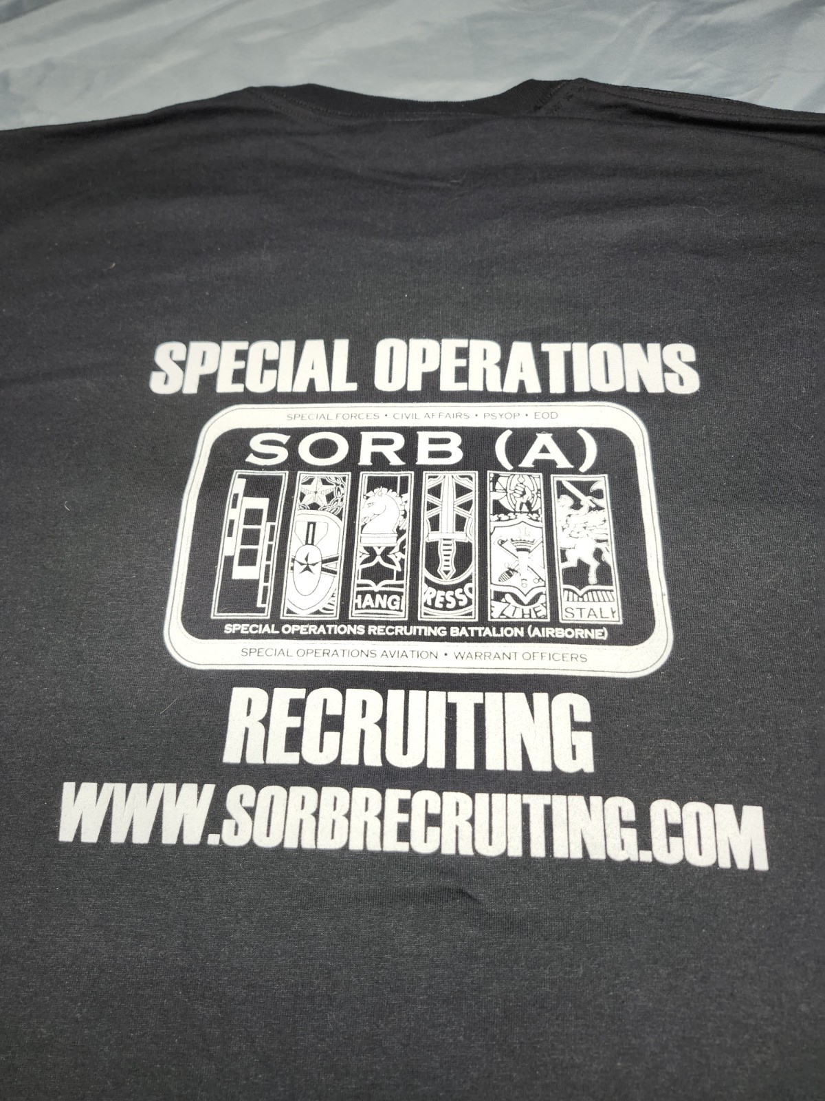HEAVYWEIGHT BLEND SPECIAL OPERATIONS RECRUITING SORB (A) BLACK T SHIRT LARGE