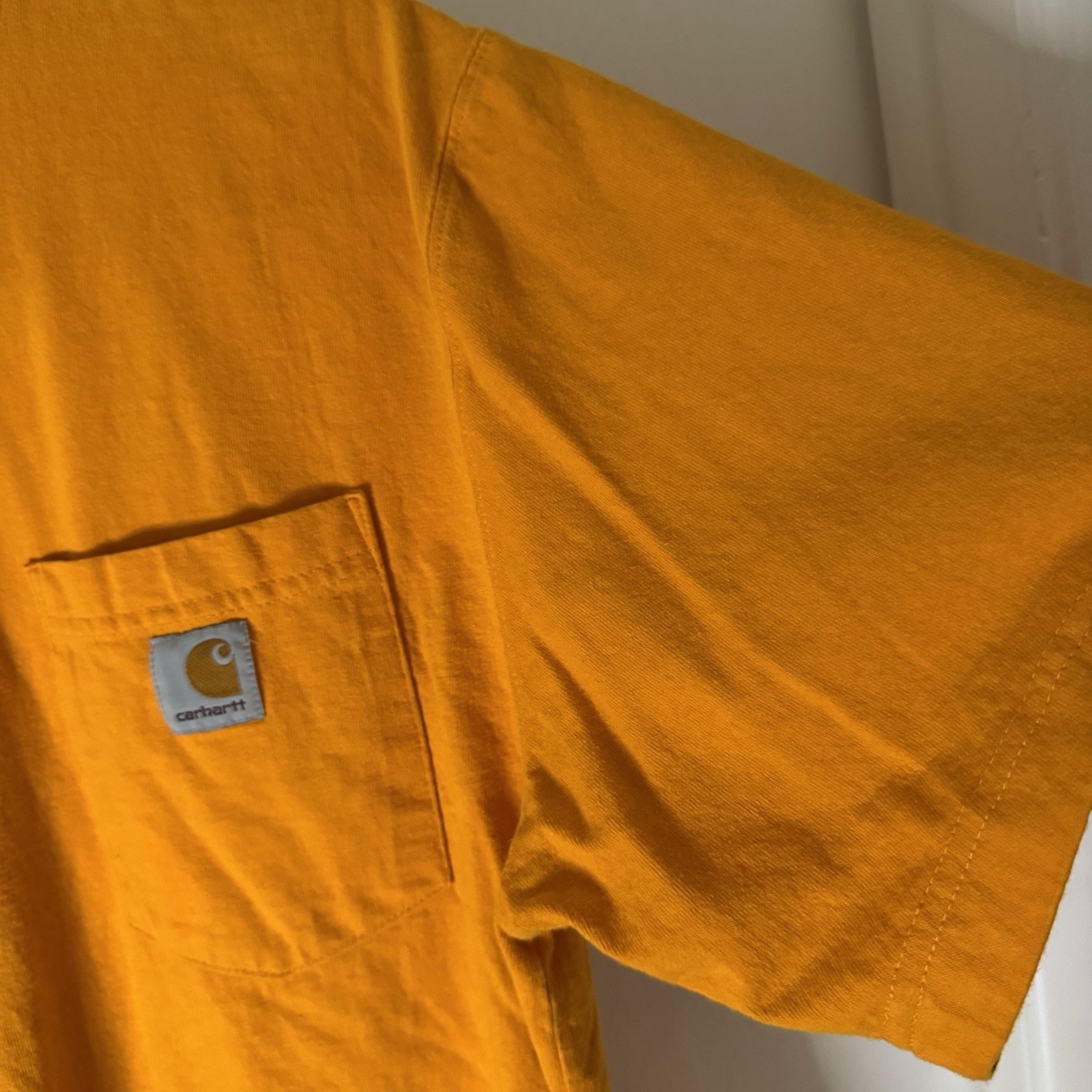 Carhartt Pocket T-shirt Men’s M Mango Orange Short Sleeve Workwear 100% Cotton gallery