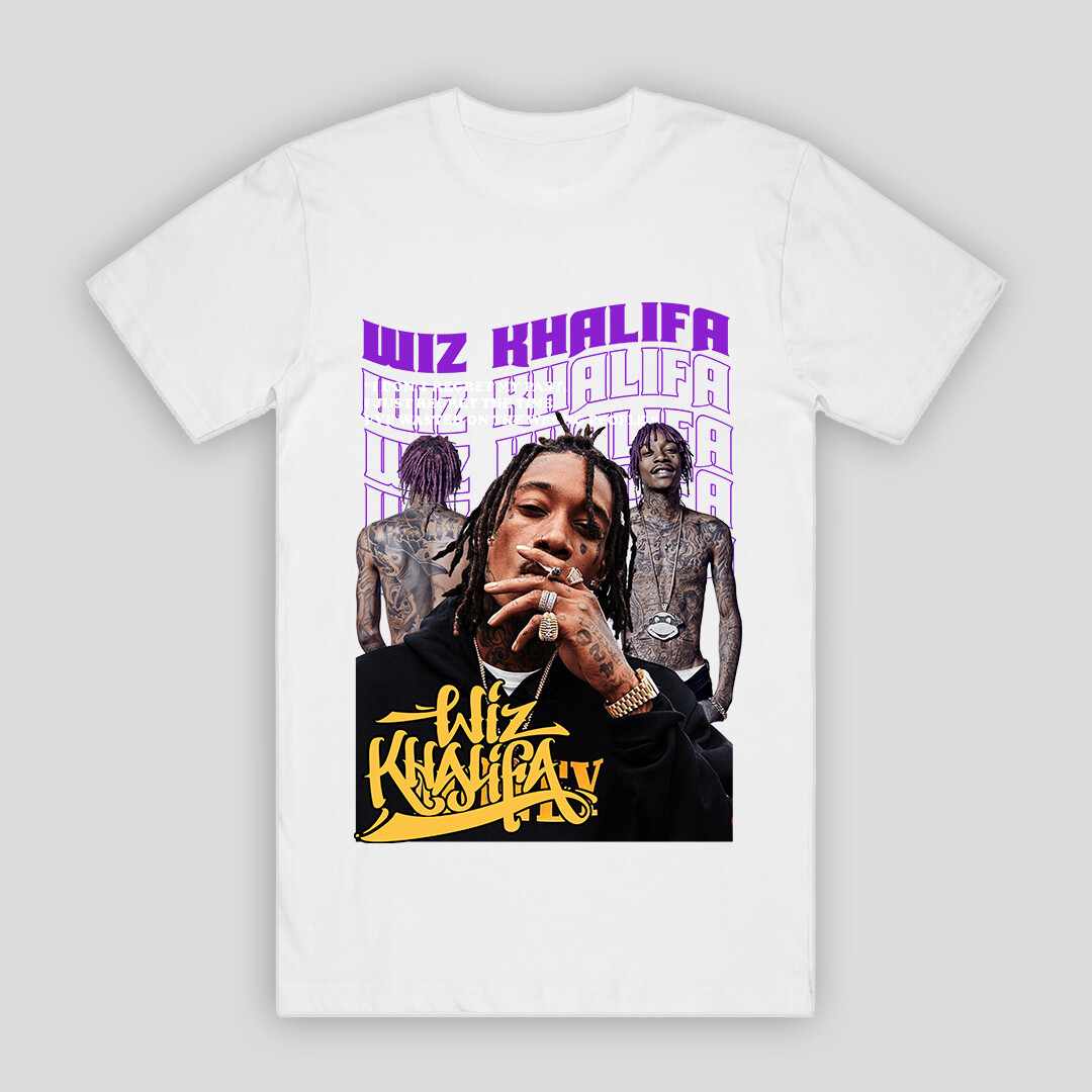 CUSTOM T SHIRT WIZ KHALIFA RAPPER MUSIC HIP HOP R&B VINTAGE TEE ARTIST POP