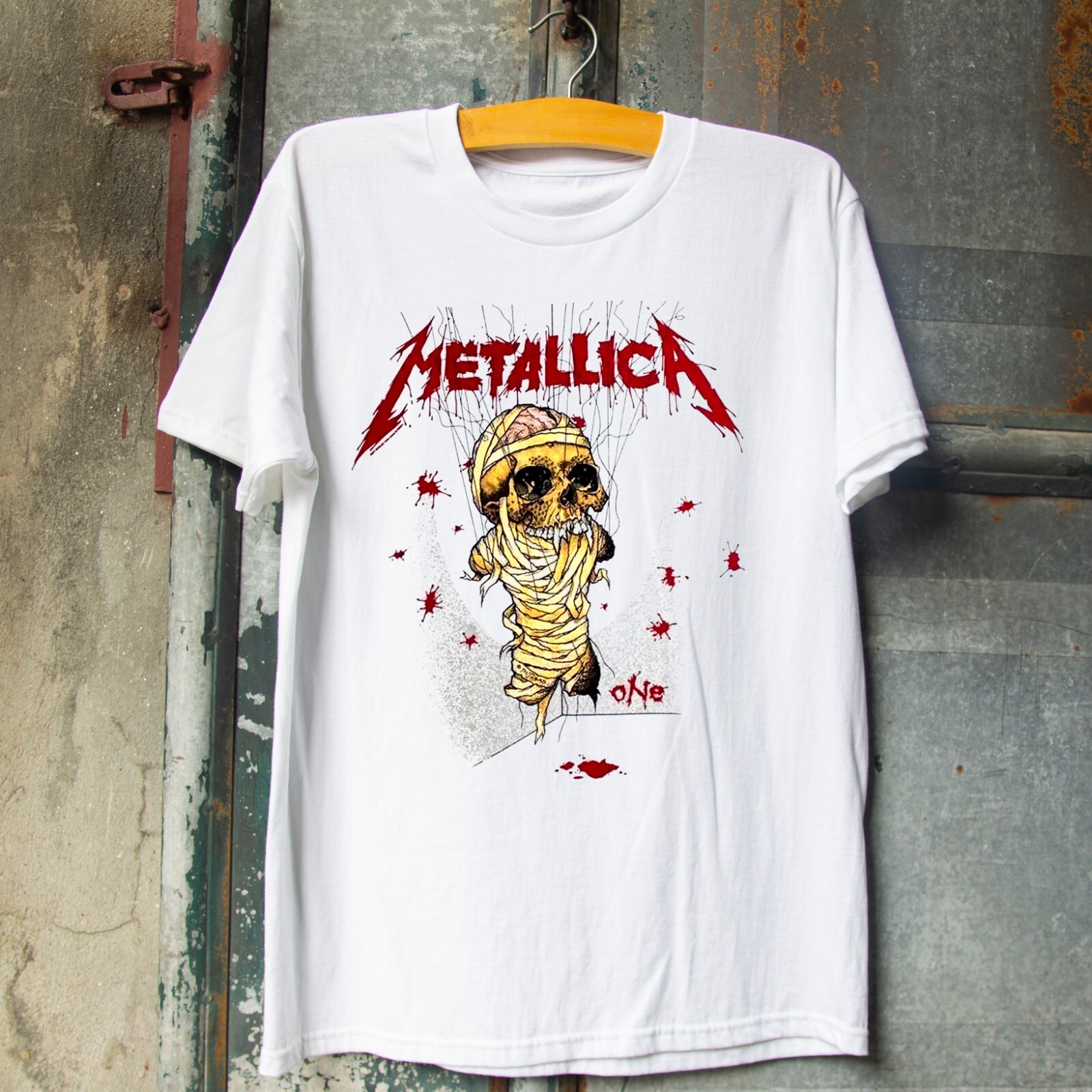 Metallica T-Shirt One Landmine Rock Band White Unisex T-shirt Size S-5XL gallery