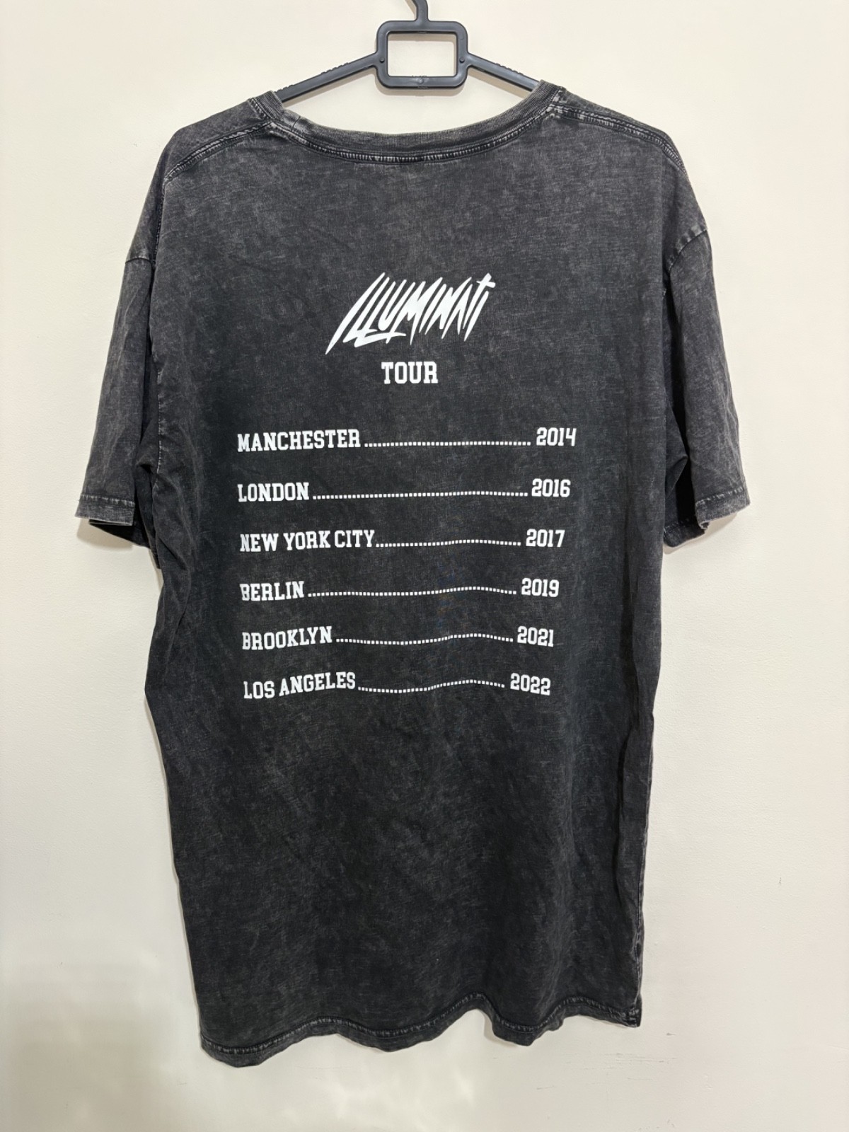 Social Chain Graphic T Shirt XL Black Acid Wash All Seeing Eye Neon Oversized gallery