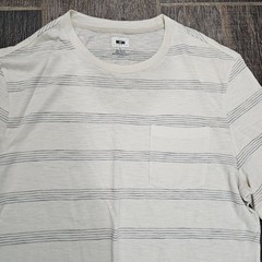 Joseph Abboud modern fit size L off white shortsleeve striped pocket t-shirt