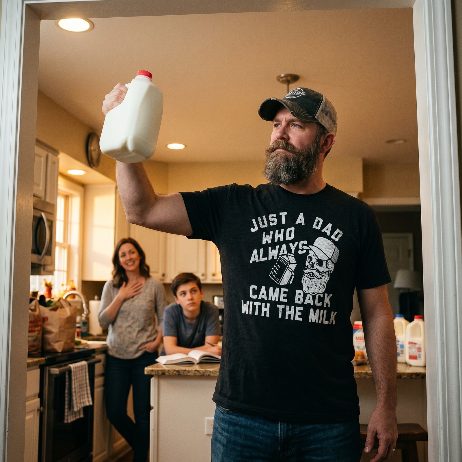 Mens Funny T Shirts Just A Dad Who Always Came Back With The Milk Sarcastic gallery