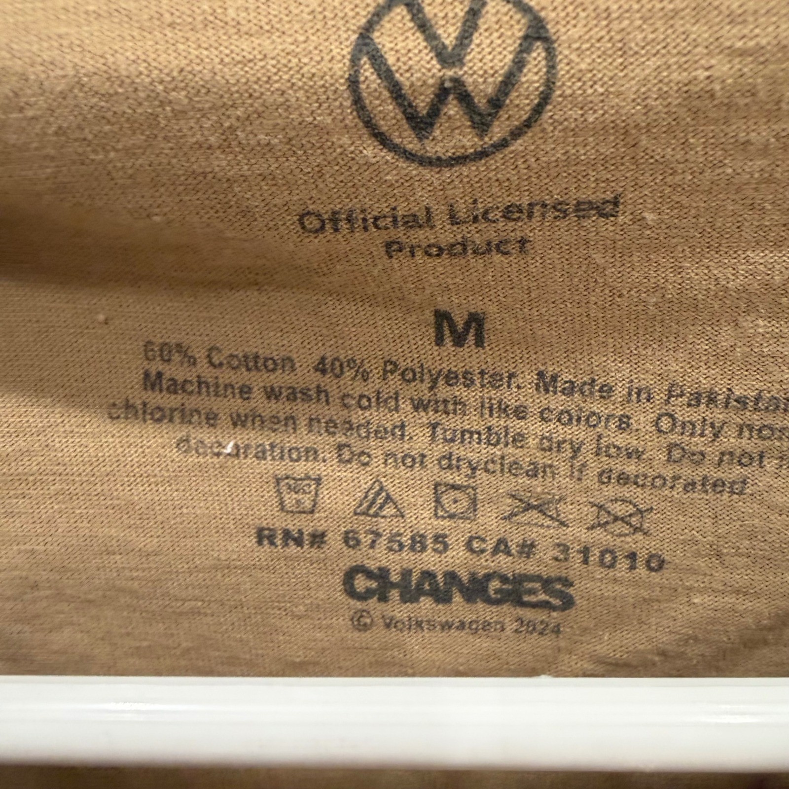 Volkswagen Save Gas Drive a VW Beetle Graphic T-Shirt Tan Mens Medium gallery