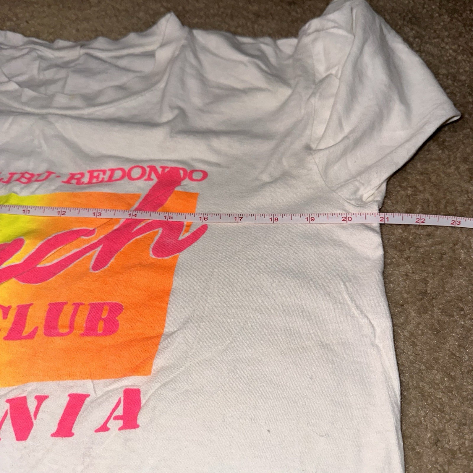 Vtg Beach Club California Print Men's White Cotton T-Shirt Short Sleeve gallery