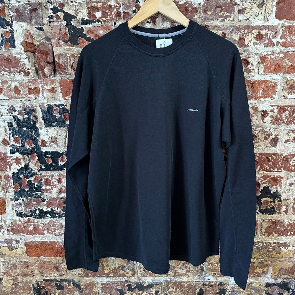 Patagonia Capilene Midweight Crew Base Layer Top Mens XL Black Long Sleeve Shirt