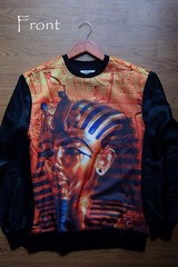 NWT Man’s Top Shirt,double sided PHARAOH head print ,Faux leather Long Slv,4 Sz
