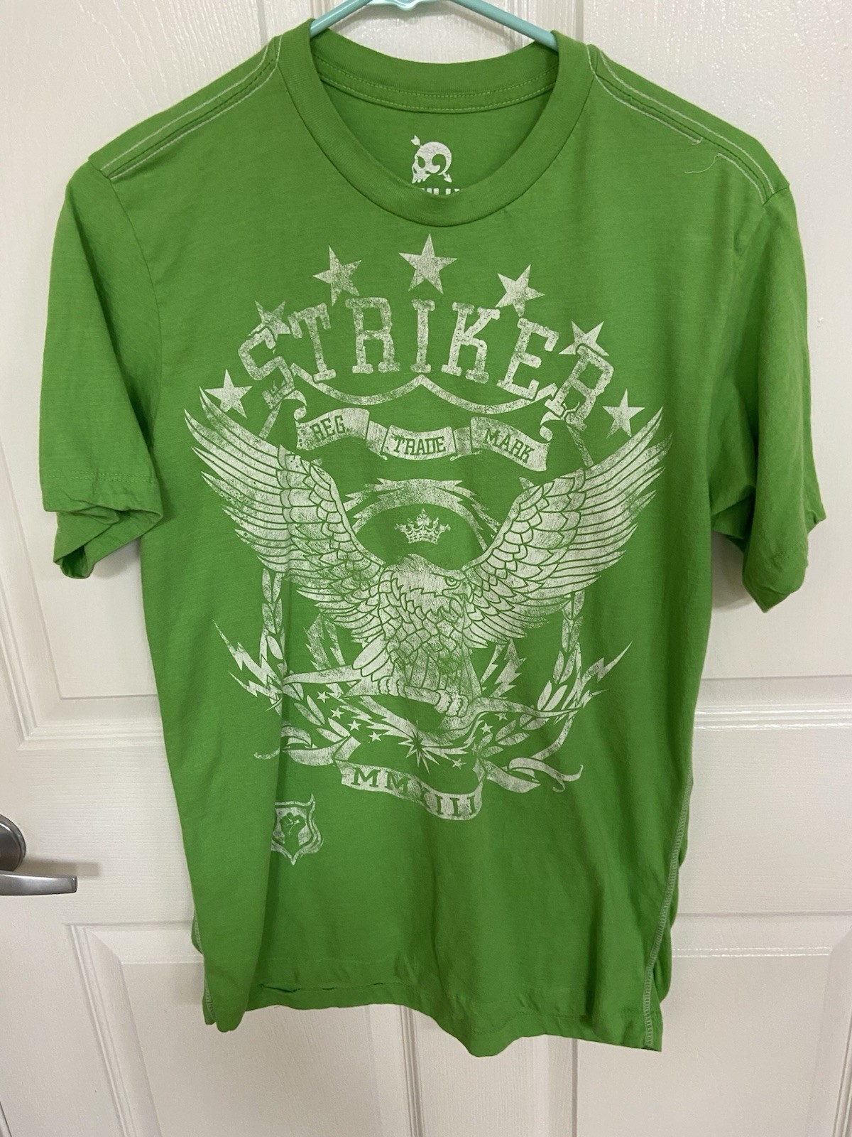 Skully Men's T-Shirt Green Striker Retro Small gallery