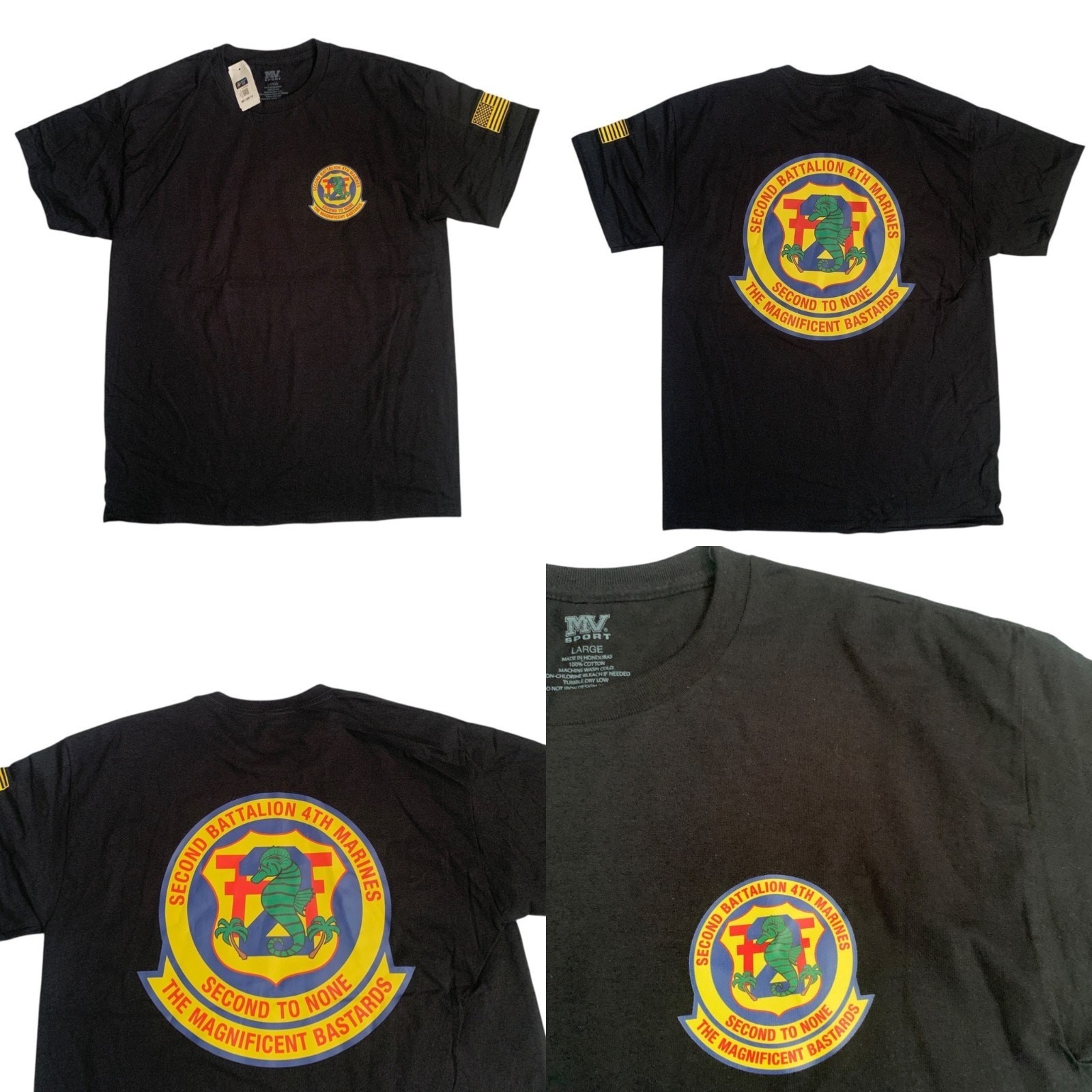 USMC Men’s Size L 2nd Battalion 4Th Marines Short Sleeve Black T-Shirt NEW