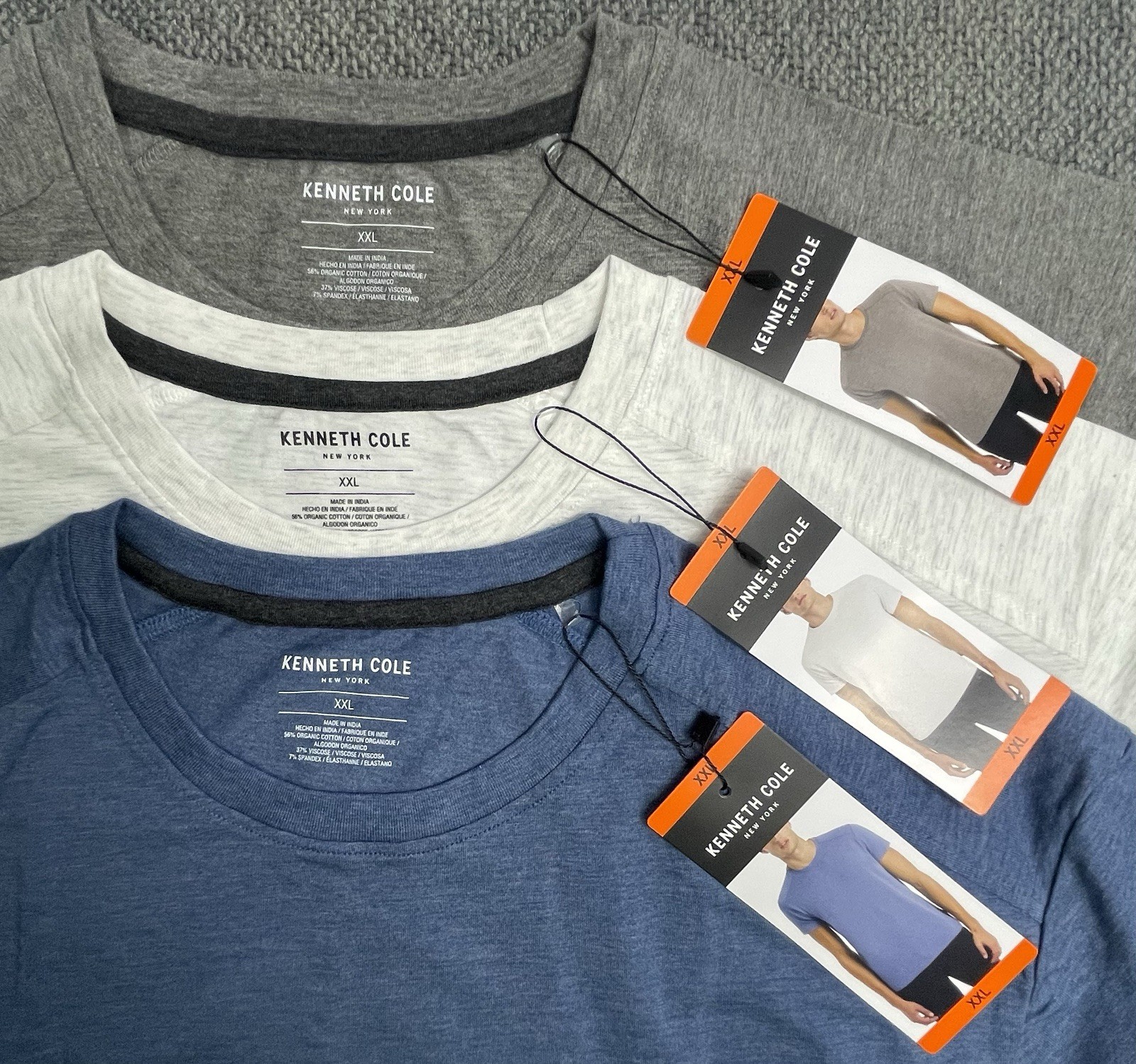 Kenneth Cole Men’s SLIM XXL Lot of 6 Tees (2) Each Color "fit like size LARGE" gallery