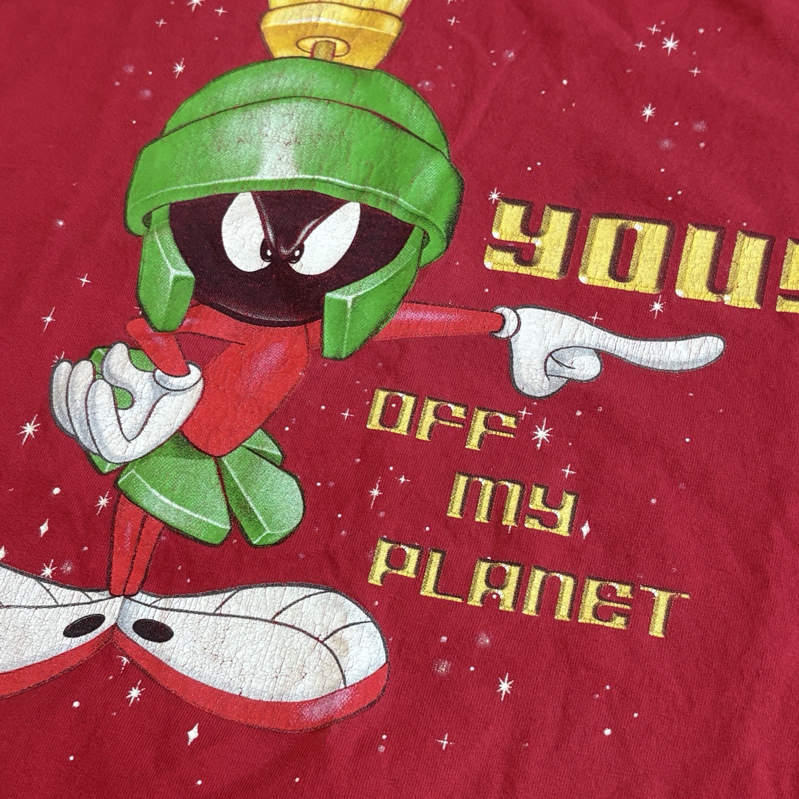 Marvin Martian Shirt Red Get Off My Planet Go Home Looney Tunes XL Y2K USA Bugs gallery