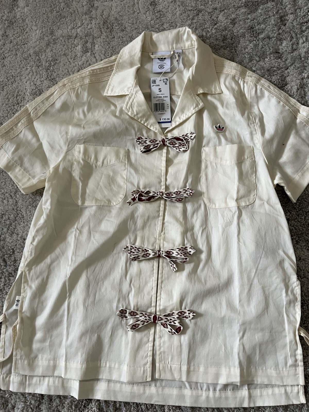 Adidas X Clot Edison Chen Bowl Shirt Cream Limited Edition JP1599 Unisex Sz 2XS gallery