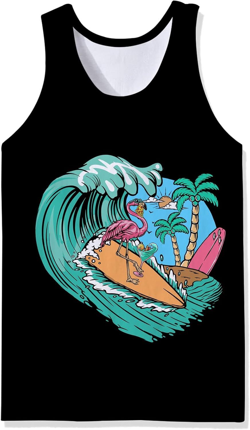 Mens Cotton Tank Tops Funny Graphic Beach Summer Sleeveless Muscle Tank Top gallery