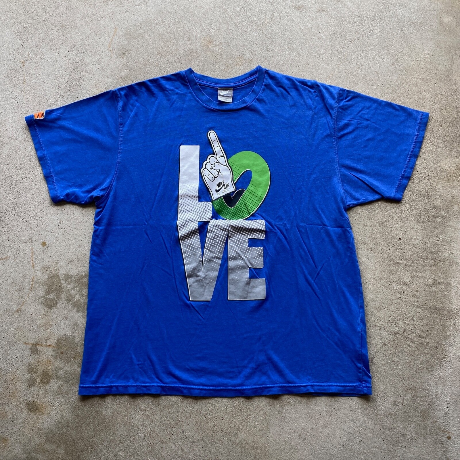 Vintage Y2K Nike Air Force One Love Shirt Size Large Blue Sneakers Sportswear gallery