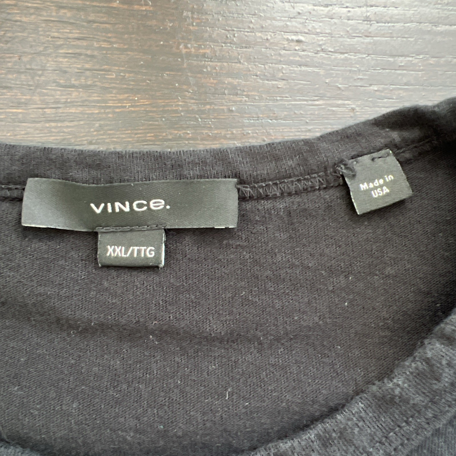 Vince Men's 2XL 100% Cotton Crewneck Black USA Made Classic Basic T-Shirt gallery