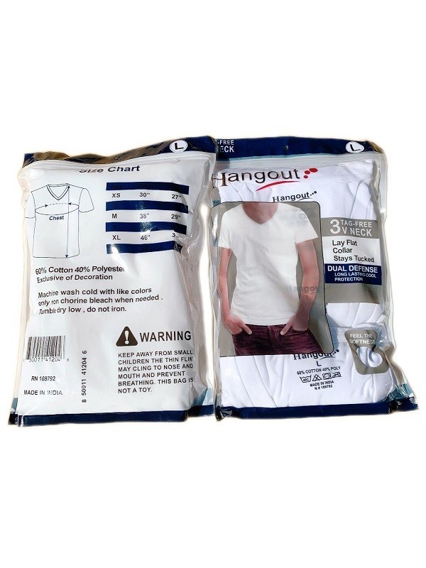 Men's 6-Pack White V-Neck T-SHIRTS " TAGLESS-COTTON~DUAL DEFENSE & Stays Tucked" gallery