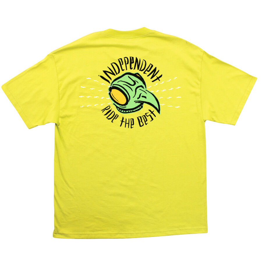Independent Trucks Tony Hawk TRANSMISSION Skateboard T Shirt SAFETY YELLOW