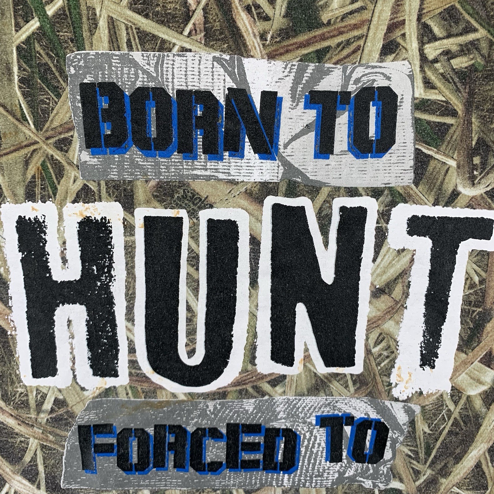 Mossy Oak Born To Hunt Forced To Work Logo T Shirt Camouflage Men’s Large Wear gallery